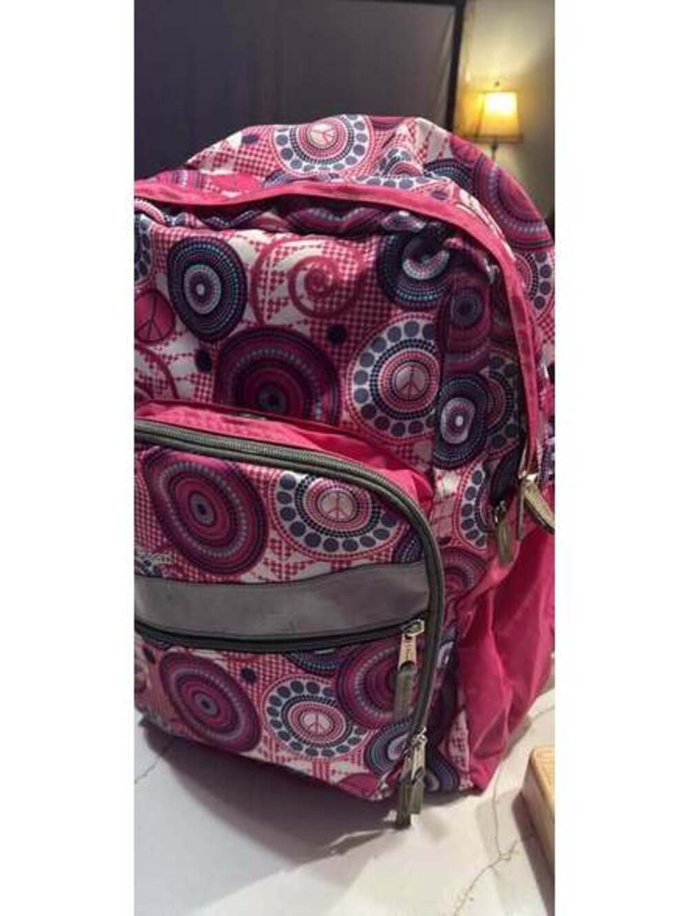 L.L.Bean Pink Peace Sign Backpack